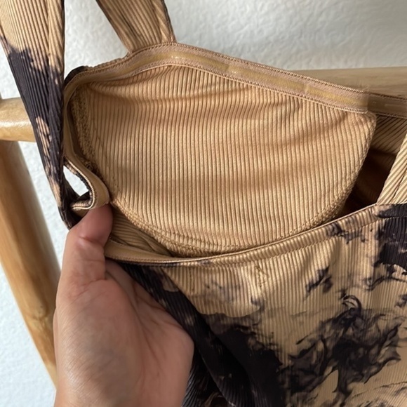 NWT Pretty Little Thing Brown Abstract Rib Corset Detail Bodycon Dress 0081 - Picture 10 of 10